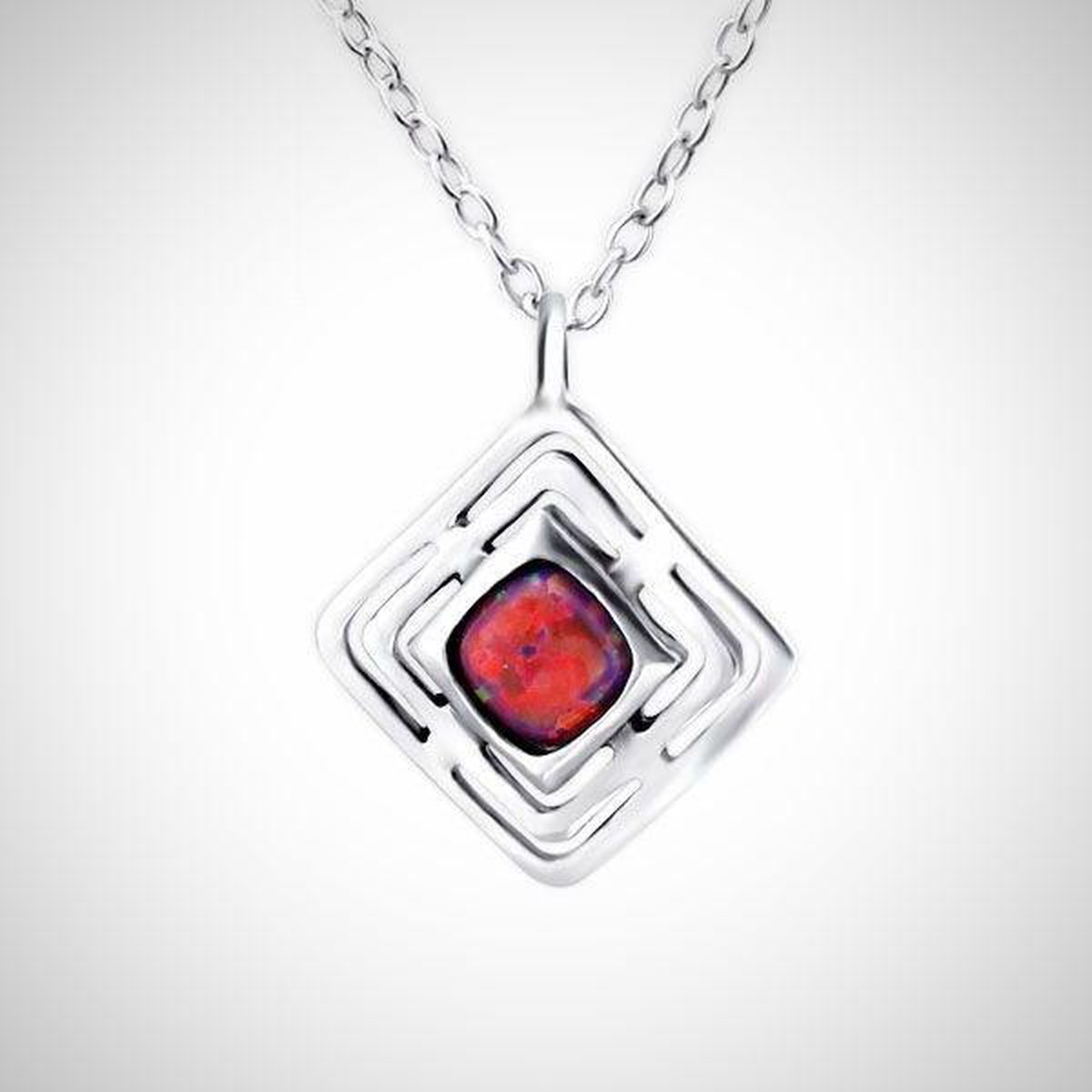925 zilverkleurige ketting met opalen hanger - Carmine