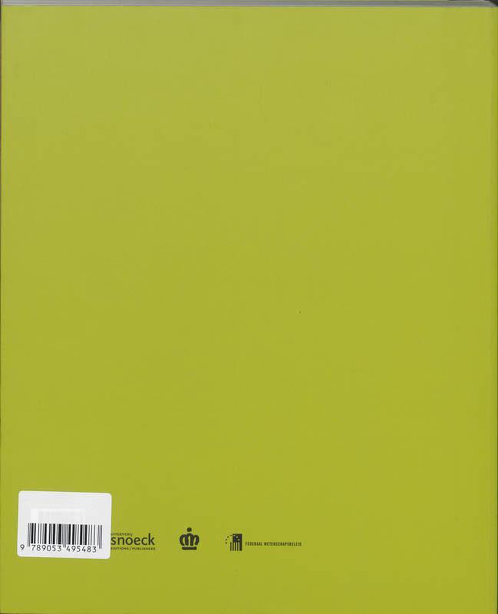 Achterkant van een boek met een groene kaft en een barcode, 'snoeck' logo en tekst.