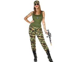 Verkleed kostuum - militair/soldaat kostuum/pak camouflage voor dames - carnavalskleding - voordelig geprijsd 38/40