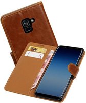 Zakelijke Book Case Telefoonhoesje Geschikt voor de Samsung Galaxy A7 2018 - Portemonnee Hoesje - Pasjeshouder Wallet Case - Bruin