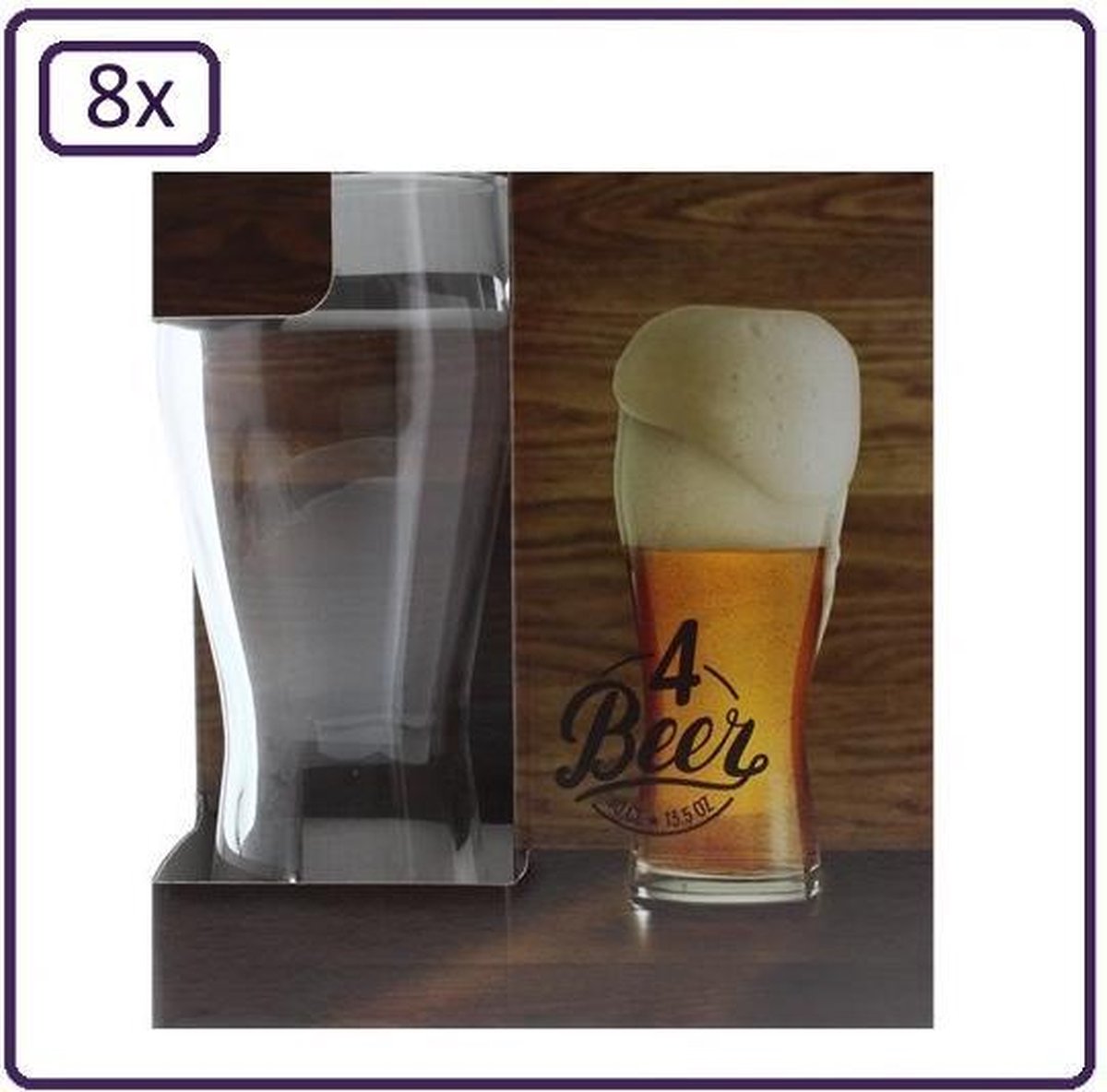8x Bierglazen 400ml - glas glazen bier longdrink