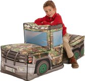 Lay-Z kinder zitzak Militaire truck + aanhanger poef