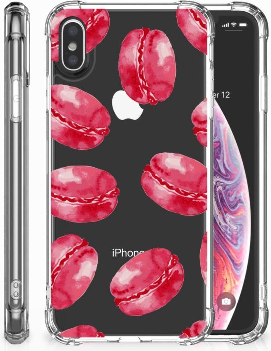 Apple iPhone Xs Max Beschermhoes Pink Macarons