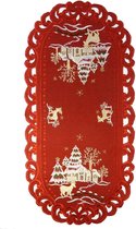 Kerstkleed - Linnenlook - Hert - Rood - Loper 70 cm x 40 cm - 8837