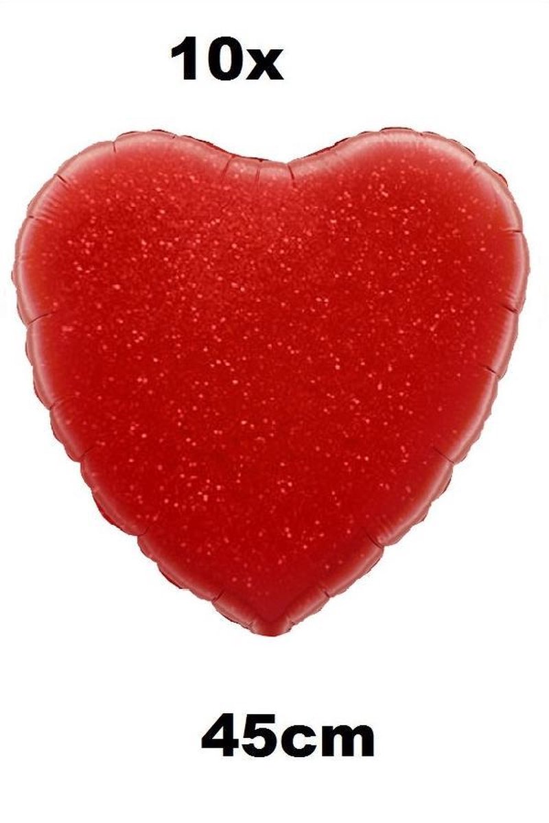 10x Folie ballon Hart 45 cm rood met luchtpomp