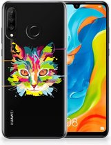 Huawei P30 Lite Uniek TPU Hoesje Cat Color
