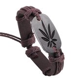 Fako Bijoux® - Armband - Leder - Weed - Bruin