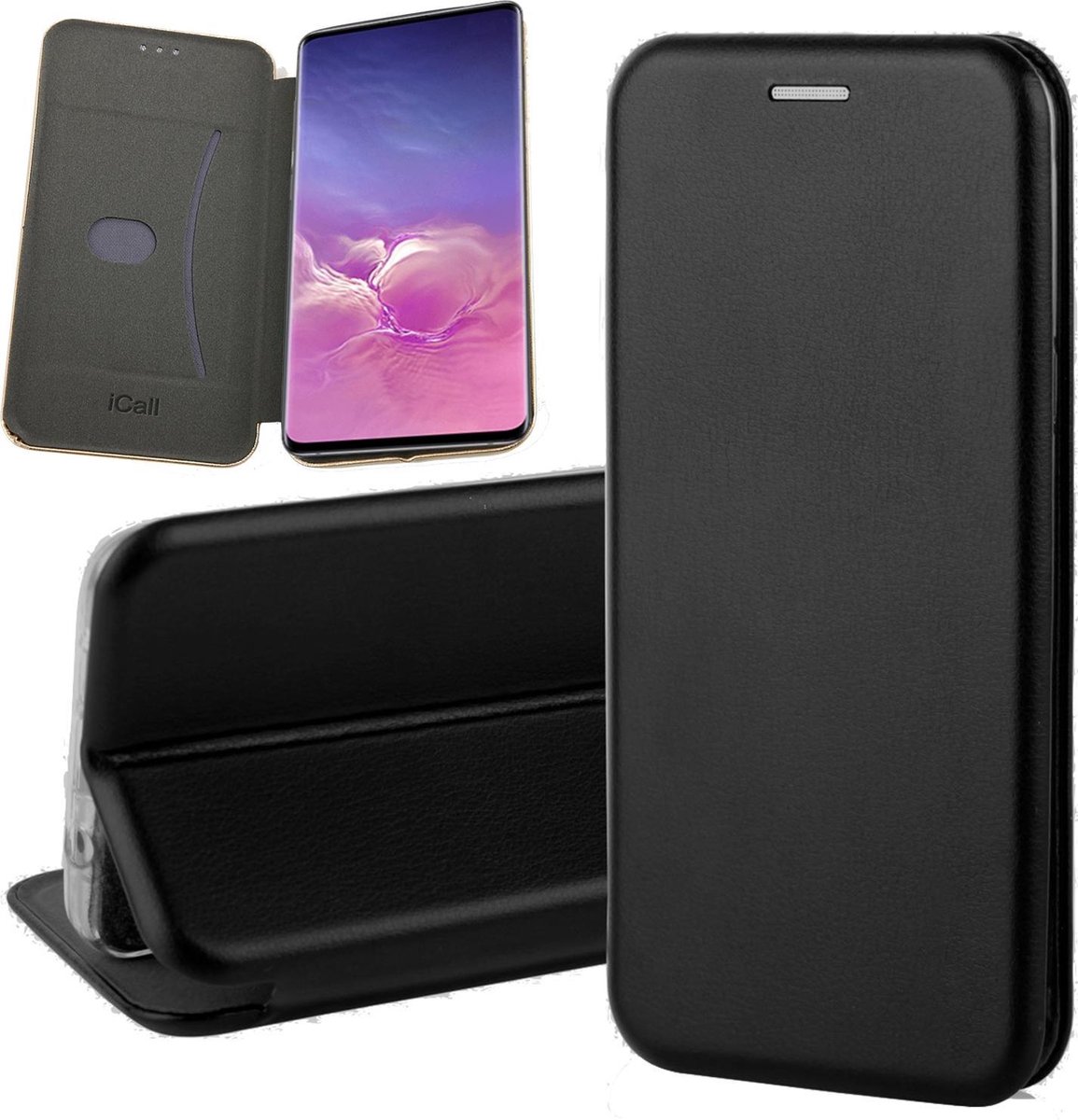 Hoesje geschikt voor Samsung Galaxy S10 - Book Case Kunstleer ThinShield Zwart