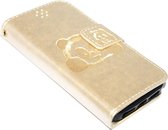 Panda hoesje goud kunstleer Geschikt Voor iPhone 5 / 5S / SE