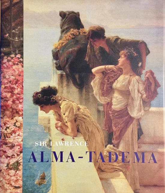 Boekomslag met een schilderij van Sir Lawrence Alma-Tadema van drie personen bij water.