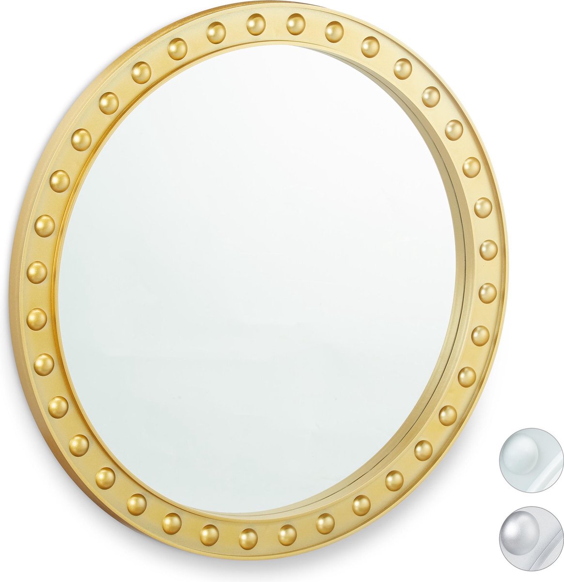 Relaxdays spiegel rond sierspiegel gang wandspiegel design 50.5 cm rond modern goud