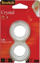 24x Scotch Plakband Crystal 19mmx7,5 m, blister met 2 rolletjes