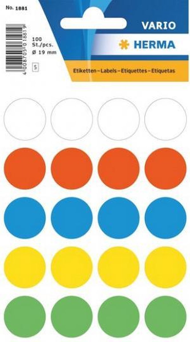 affix Goedkeuring Overtuiging Ronde sticker etiketten gekleurd 19 mm | bol.com