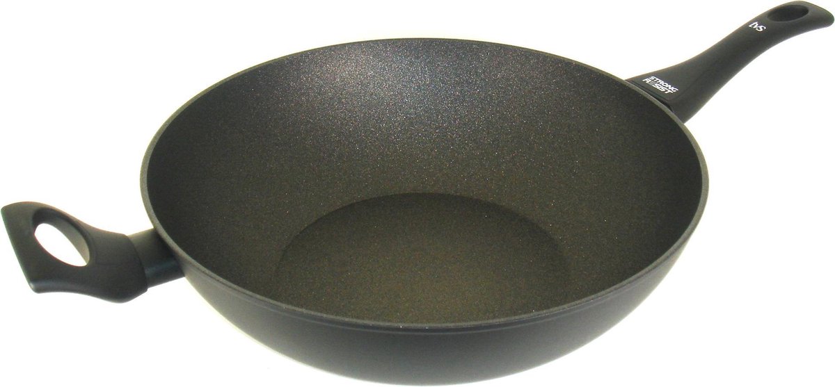 Wokpan met anti-aanbak coating - Best Getest! - Ø 32 cm met veilige tegengreep - mat zwart - Virtus