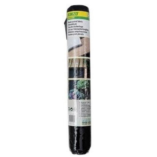 Kinzo Anti worteldoek - zwart - 1,5 x 8 meter - polyester - onkruiddoek - onkruidbestrijding/moestuin ondergrond doek