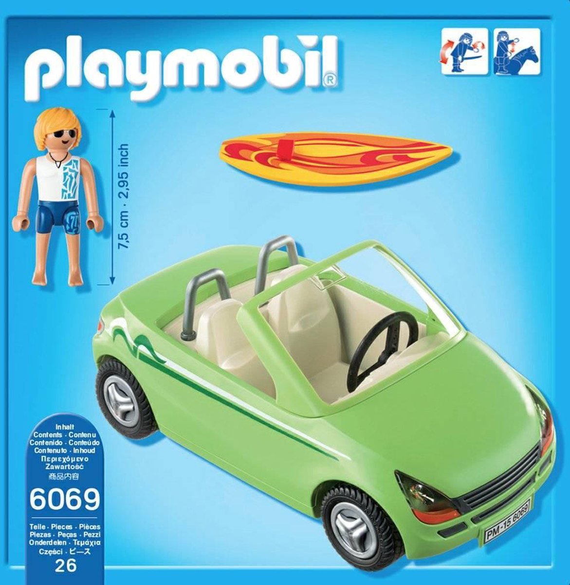 PLAYMOBIL Cabrio met surfer - 6069 | bol.com