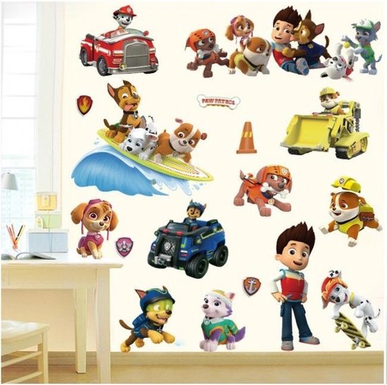 Mooie Muursticker Paw Patrol helden Kinderkamer muursticker pup hond
