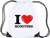 Nylon I love scouting rugzak/ sporttas wit met rijgkoord