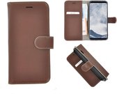 Samsung Galaxy S8 Plus hoesje - Bookcase - Portemonnee Hoes Echt leer Wallet case Donkerbruin