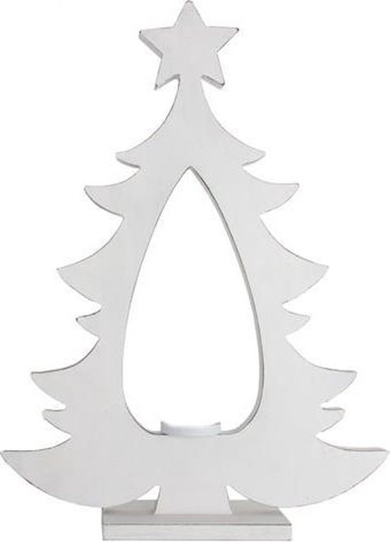 Home Society - Wooden Tree Kerstboom T-Light White - Hoogte 60 cm