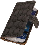 Grijs Croco Design Book Cover Hoesje Galaxy S4 I9500