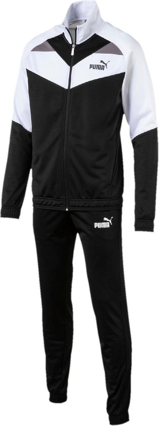 Puma Iconic Tricot CL Trainingspak Trainingspak Maat S Mannen zwart wit grijs bol