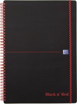 5x Oxford BLACK N' RED spiraalblok kunststof, 140 bladzijden A4, geruit 5mm