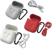 3-Pack Case Hoes Voor Apple Airpods - Beschermhoes Cover - Wit / Rood / Zwart