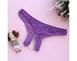 Paarse string met parels