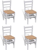 Eetkamerstoelen met vernis hout wit 4 st