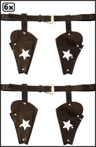 6x Holster cowboy met sterren bruin voor volwassenen