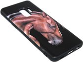 Paarden hoesje siliconen zwart Geschikt voor Samsung Galaxy S9 Plus