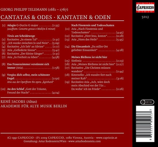 Akademie Für Alte Musik Berlin René Jacobs Telemann Cantatas And Odes Cd Bol