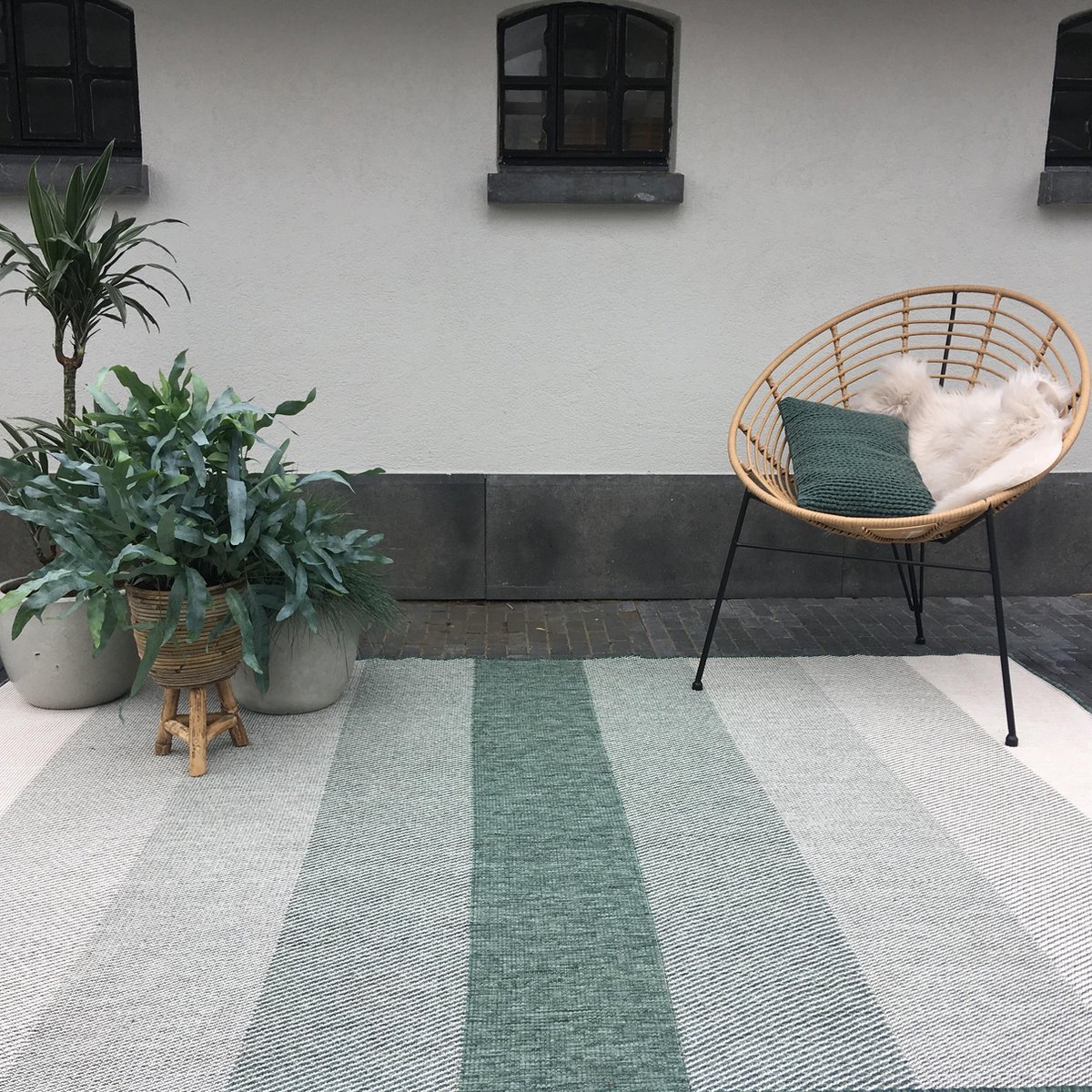 Buiten vloerkleed Boa - Groen/Wit - dubbelzijdig - EVA Interior - 200 x 290 cm - (L)