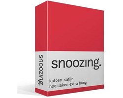 Snoozing - Katoen-satijn - Hoeslaken - Extra Hoog -Lits-jumeaux - 160x200 cm - Rood