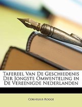 Tafereel van de Geschiedenis der Jongste Omwenteling in de Vereenigde Nederlanden, met een kroontjespen op een stapel boeken.