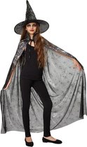 dressforfun - Unisex kinderset hoed en cape spinnenweb 90 cm - verkleedkleding kostuum halloween verkleden feestkleding carnavalskleding carnaval feestkledij partykleding - 301653