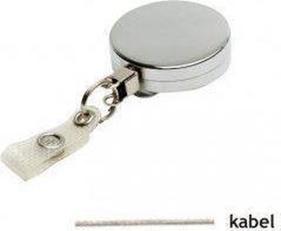Zilveren metalen yoyo met kabel en vinyl strap / Skipashouder type EG43