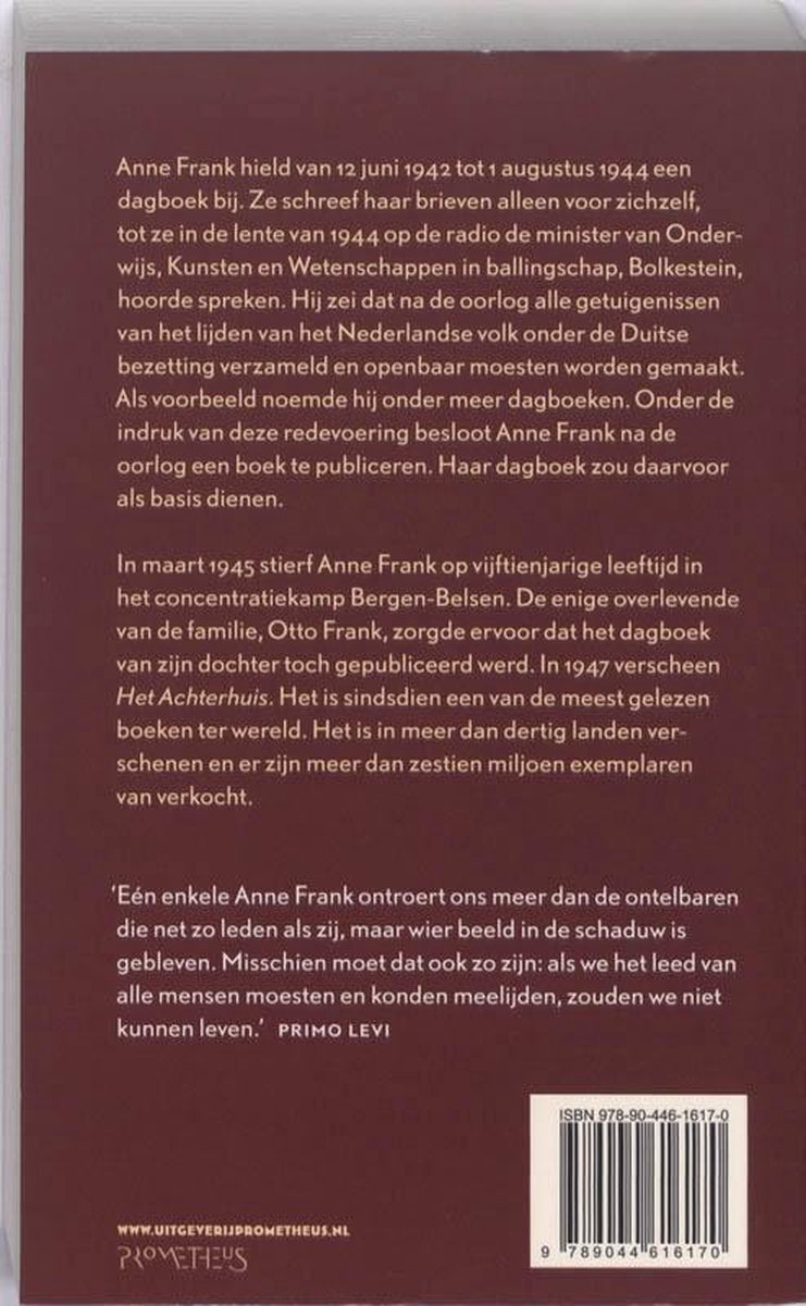 Bol Com Het Achterhuis Druk 72 Anne Frank 9789044616170 Boeken