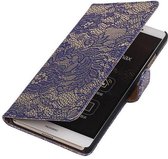 Lace Bookstyle Wallet Case Hoesjes Geschikt voor Huawei P8 Max Blauw