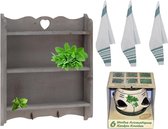 Pakket keuken, kruidenkastje, theedoeken en kruidenpot