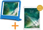 iPad 2017 / 2018 Hoes - Screen Protector GlassGuard - Kinder Back Cover Kids Case Hoesje Blauw & Screenprotector - 9.7 inch