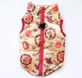 Body warmer voor honden - Honden bodywarmer - Maat XS - Klassiek beige met print