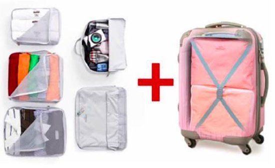 Koffer organiser licht roze 5 stuks / set | Travel bag | Reis organizer | Kledinghoes | Kleding tas |Opgeruimde koffer | Reis tas | Packing cube