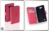 LELYCASE Bookcase Roze Flip Wallet Cover Huawei Ascend G750