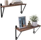 Set van 2 – Wandplanken – Rekken – Industrieel – Hout – Muurplanken – Zwevend – Zwevende boekenplanken – Metaal – Planken – Keuken – Wandschappen – Boekenplanken – ®Basco Producten