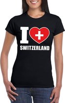 Zwart I love Zwitserland fan shirt dames S