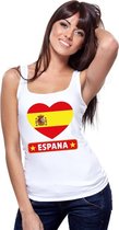 Spanje hart vlag singlet shirt/ tanktop wit dames L