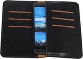 Zwart Pull-up Medium Pu portemonnee wallet voor HTC One V