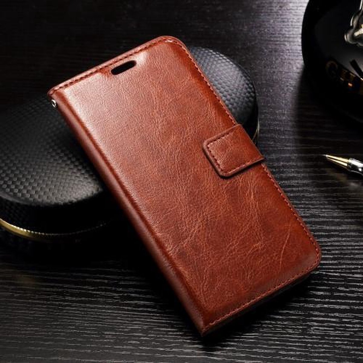 Cyclone cover wallet case hoesje Geschikt voor: LG G5 bruin